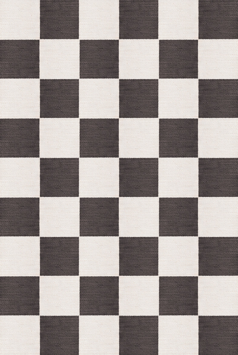 Layered Chess Flatweave Black And White