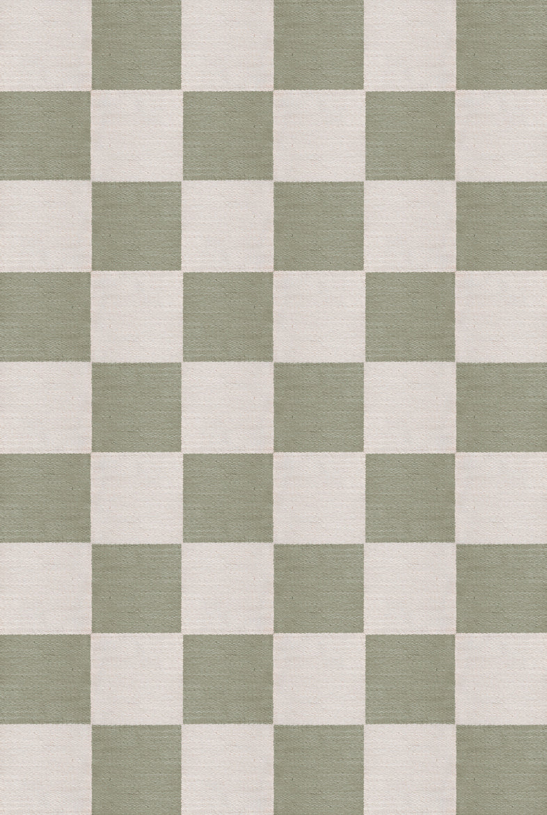 Layered Chess Flatweave Sage